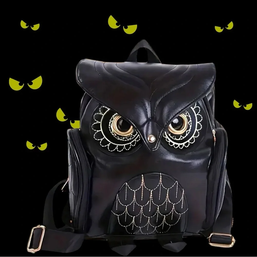 🆕 Gothic - Punk - Black Owl - Personality - Backpack - Adjustable Straps 🦉